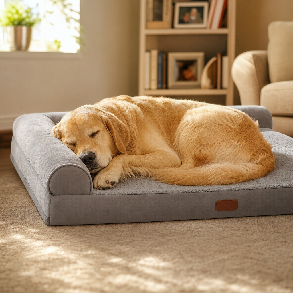 L-Shaped Orthopedic Memory Foam Dog Bed