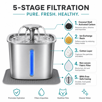 Veken 95oz Stainless Pet Fountain