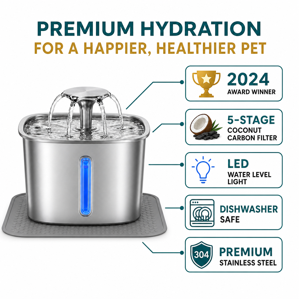 Veken 95oz Stainless Pet Fountain