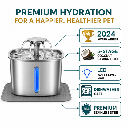 Veken 95oz Stainless Pet Fountain