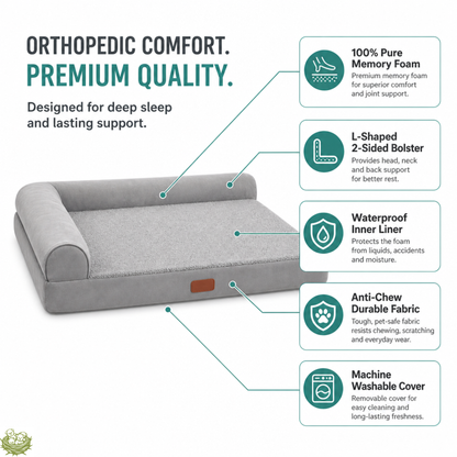L-Shaped Orthopedic Memory Foam Dog Bed
